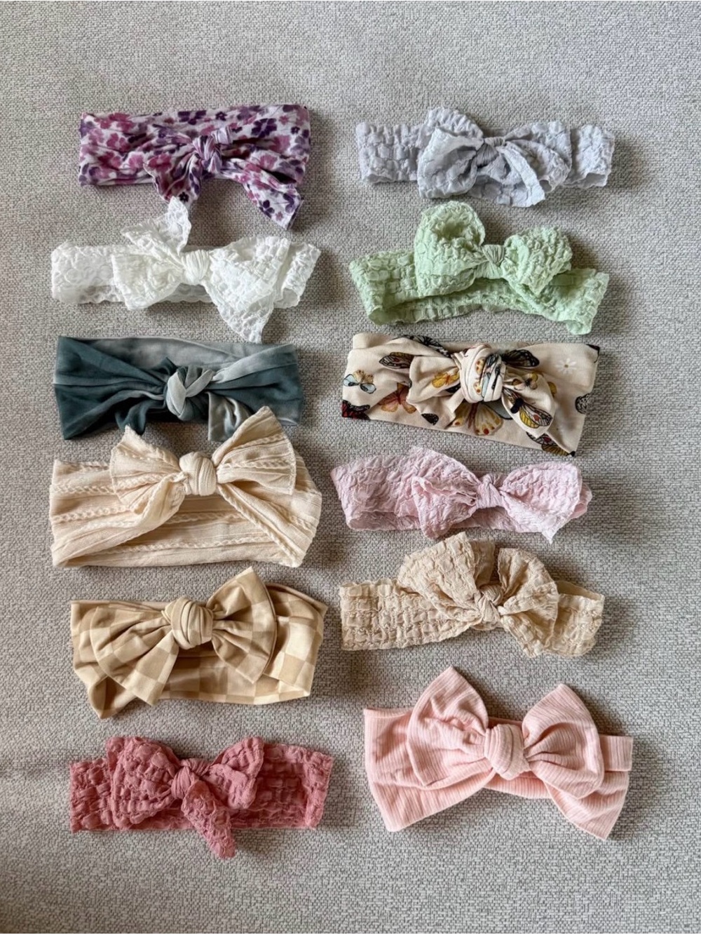 Baby Girls Soft Knit and Lace Headband Set — Pink, Cream, Green & More
